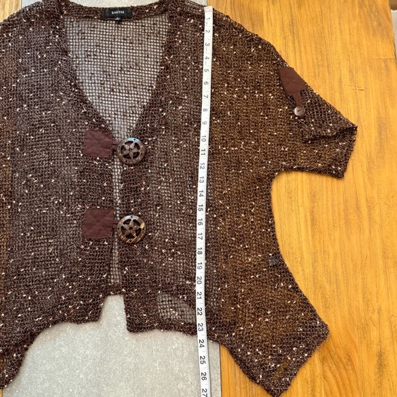Kaktus Brown Bronze Open Knit Western Boho Cardigan Shrug Vintage Size Large - Picture 10 of 11